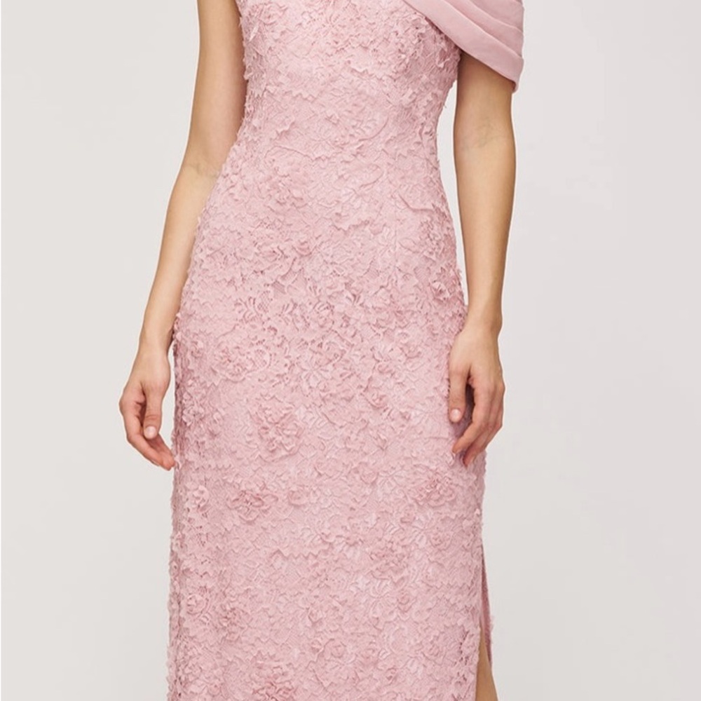 JS Collections Pink Asymmetrical Draped Wedding Gown